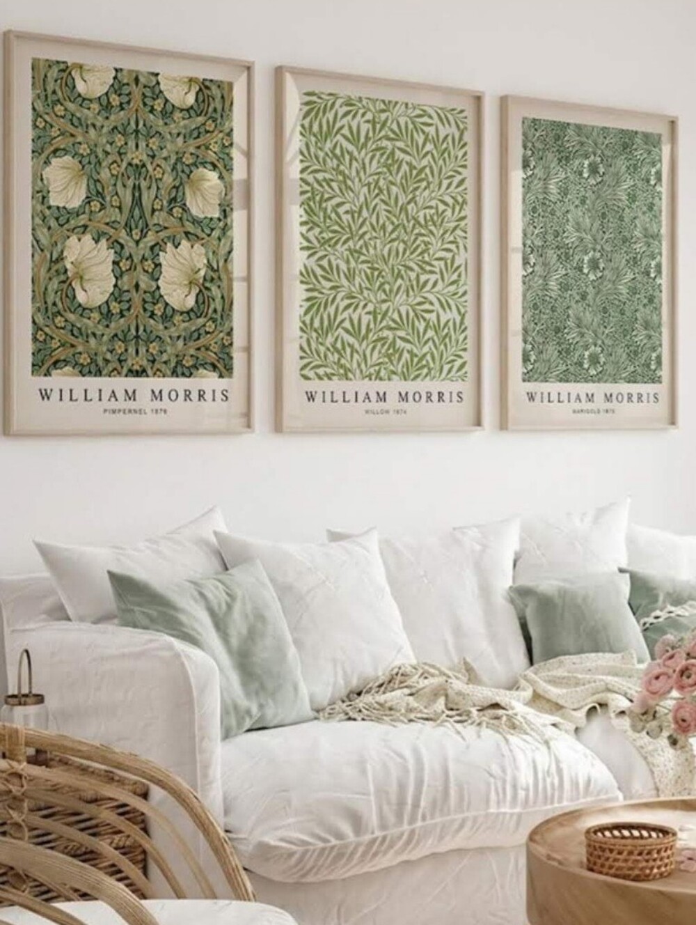 William Morris Green Botanical Wall Art Prints 8.5x11